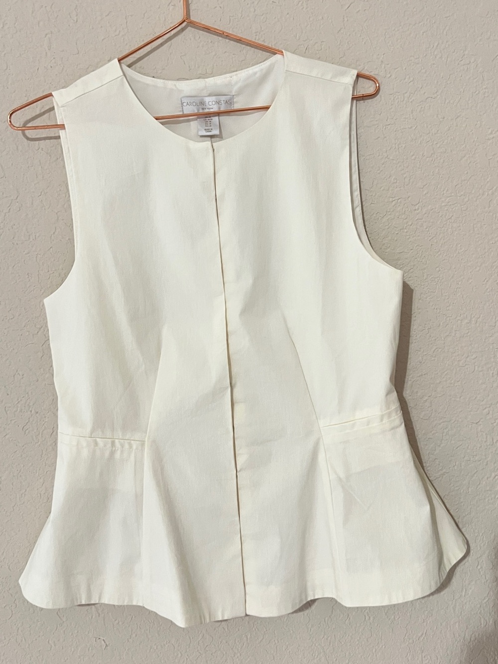 Caroline Constas Ivory Structured Sleeveless Peplum Top